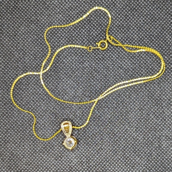 Brilliant White CZ Solitaire Necklace - Picture 2 of 2